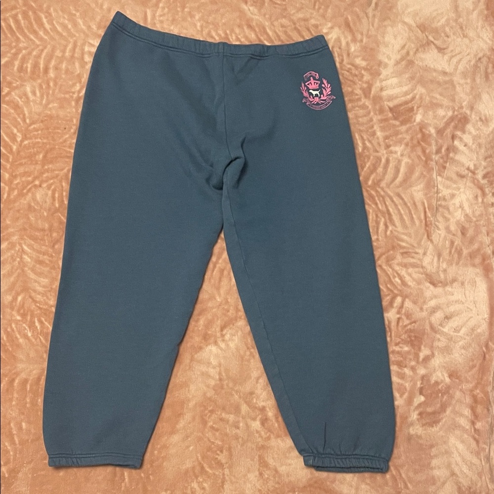 VTG Victoria's Secret Women’s Navy Joggers with Pink Logo